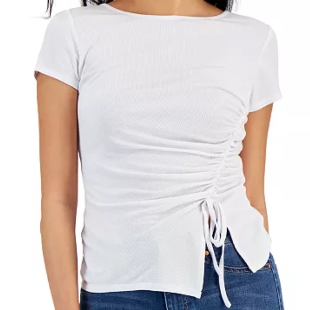 White Ruched Side Women’s Top